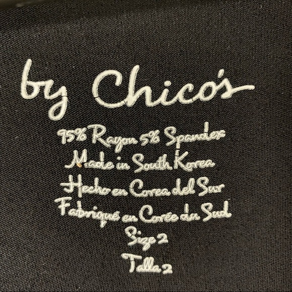 2/$35 Chicos Black Knit Handkerchief Hem Dress - Picture 5 of 9